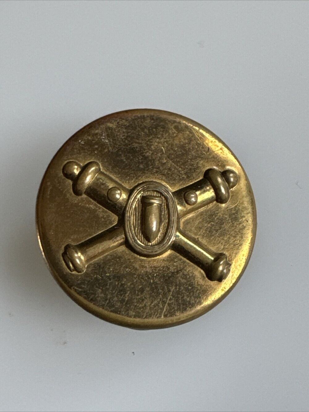 Vintage WWII Era USA Army Coast Artillery Brass Collar Disc Double Pinback EUC
